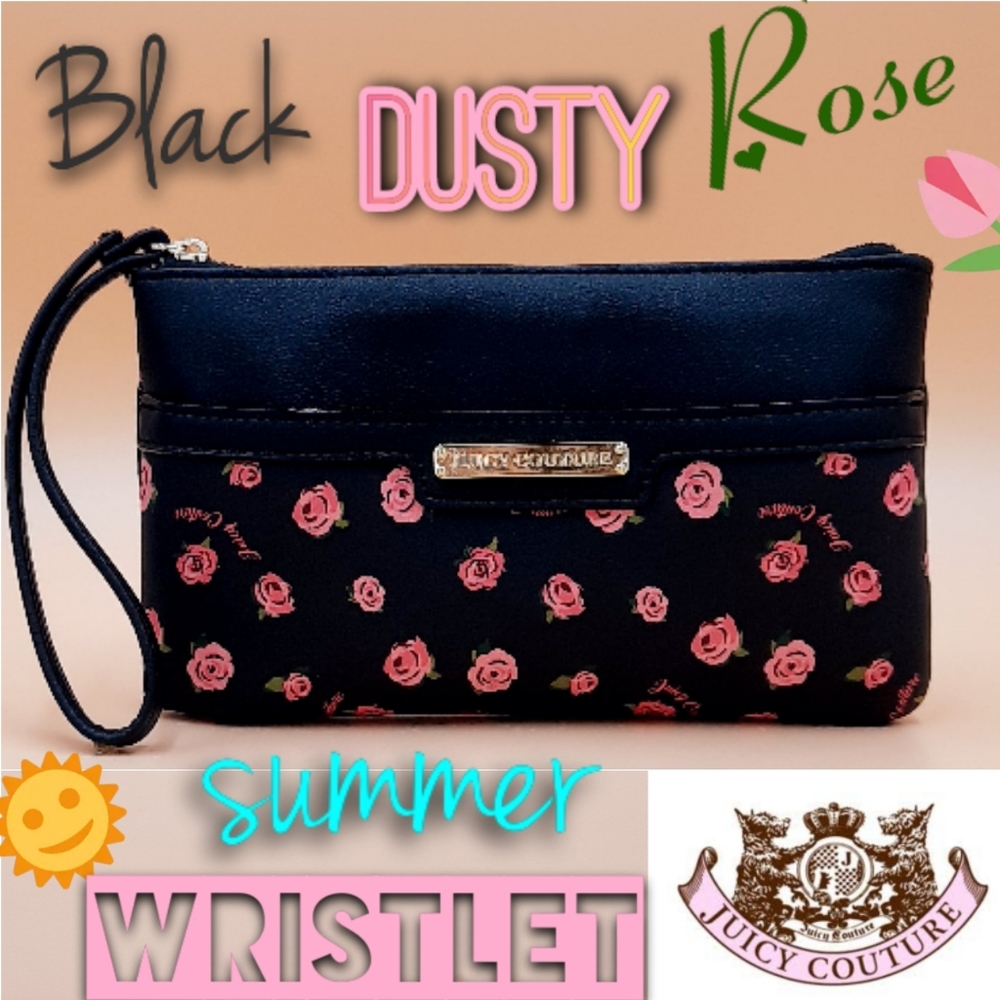 Juicy Couture Wristlet Pouch Handbag Black / Pink